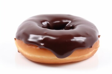 Obraz premium Chocolate donut isolated on white background. Generative AI
