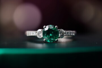 Emerald fashion engagement diamond ring. Generative AI