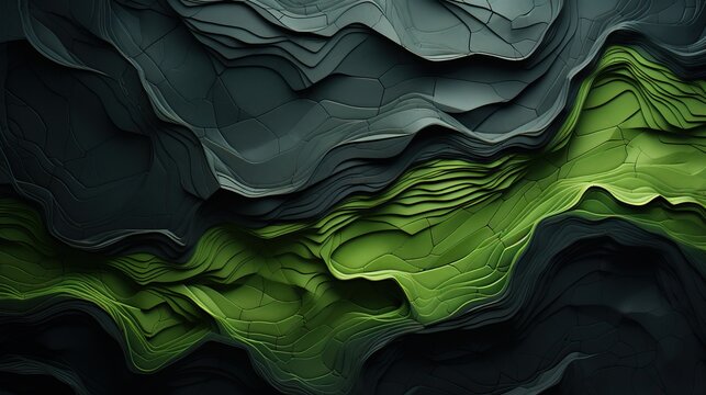 3d illustration abstract green topographic map background. © Pro Hi-Res