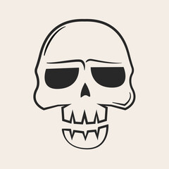 Halloween sed skull Icon, black and white.