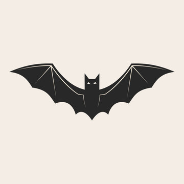 Halloween bat Icon, black and white.