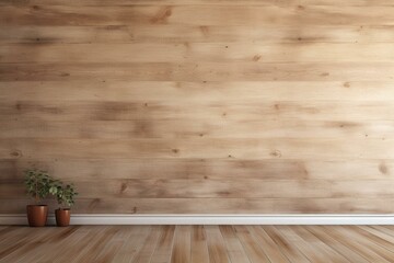 Mockup of a wall with wooden floor. Generative AI