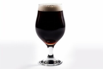 Pint glass of strong dark porter stout beer isolated on white background. Generative AI