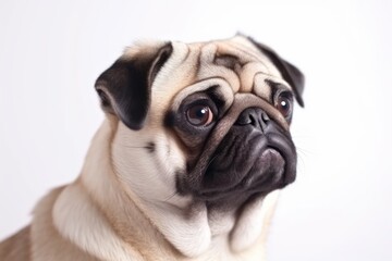 Obraz premium Pug dog portrait isolated on a white background. Generative AI