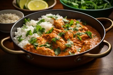 Fototapeta na wymiar A flavorful chicken tikka curry. Generative AI