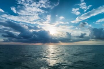 Obraz premium View of beautiful sunset over the sea. Generative AI