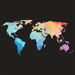Colorful abstract vector low polygonal of world map.