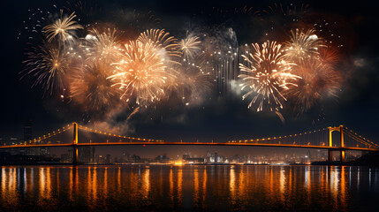 Fototapeta premium New Year's Eve fireworks over the big city