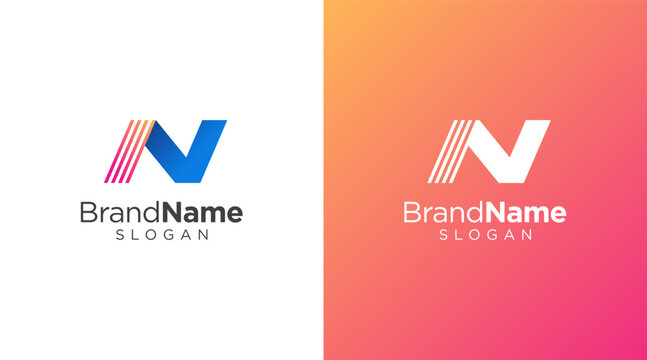 Letter N logo design for various types of businesses and company. colorful, modern, geometric letter N logo