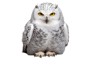 Majestic Snowy Owl isolated on a transparent background, Generative Ai