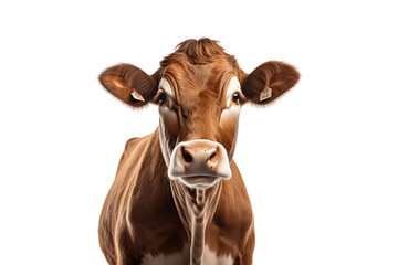 The Majesty of Cow's face isolated on a transparent background, Generative Ai