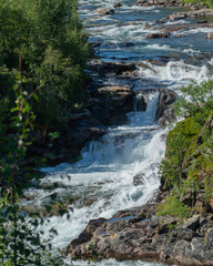 Waterfalls in a salmon river