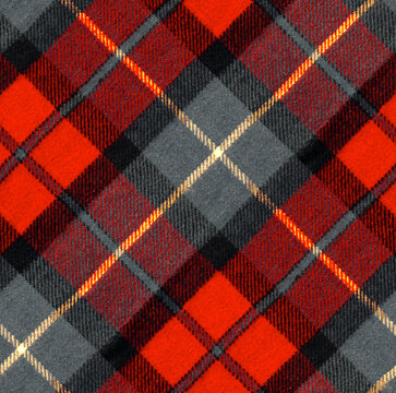 Realistic plaid seamless pattern. Endless pattern design of real plaids red and light blue