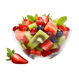fruit salad in a glass bowl