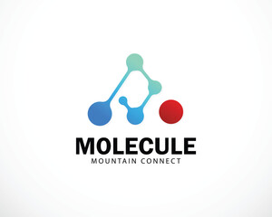 molecule logo creative science lab design concept mountain tech connect network biology