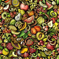 Cartoon doodles Fruits seamless pattern