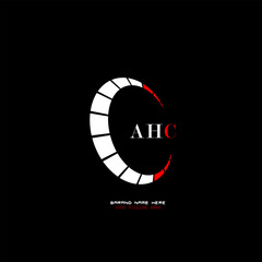 AHC circle letter logo design with circle . AHC circle logo design monogram. AHC circle vector logo template with  black and white or red color. AHC circle logo Simple, Elegant, and Luxurious design.