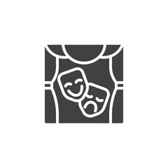 Theater mask on stage vector icon