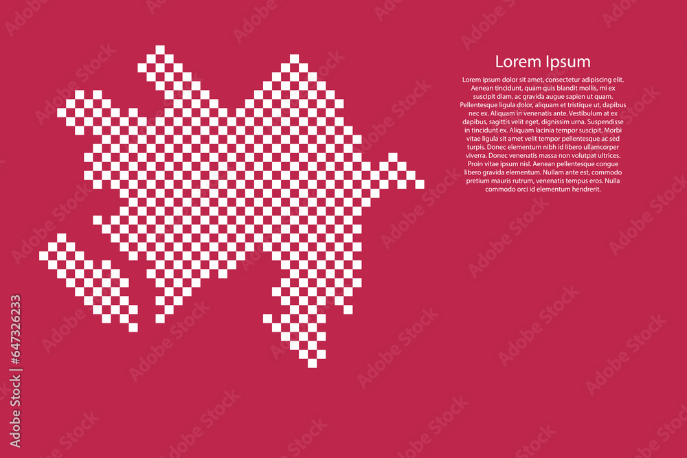 Aufkleber azerbaijan map country from checkered white square grid pattern on red viva magenta background