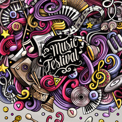 Music vector doodles illustration. Musical frame design