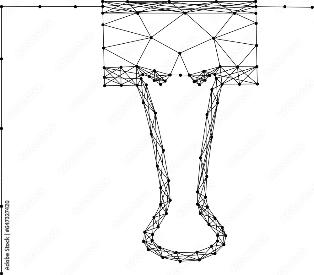 Poster paper clip on empty blank document from abstract futuristic polygonal black lines and dots