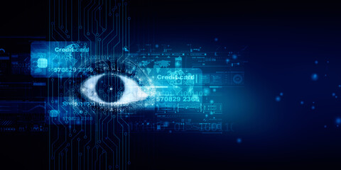 2d illustration Digital composite of Eye scanning a futuristic interface