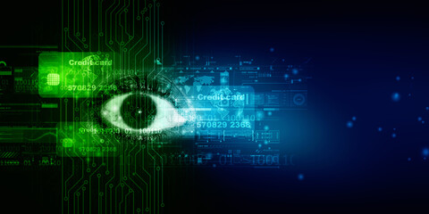 2d illustration Digital composite of Eye scanning a futuristic interface