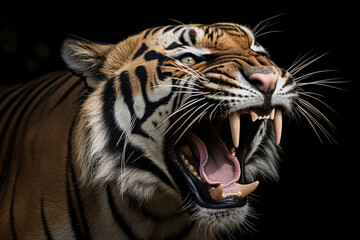 Sumatran tiger with open mouth