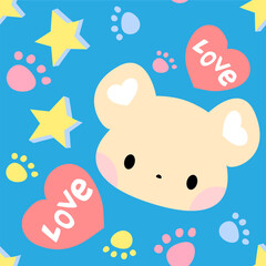 Vector seamless pattern with cartoon cute 