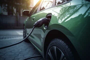 Car charging, renewable energy, clean energy, environment conservation. Generative AI