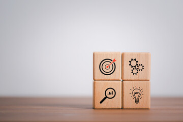 Business strategies and action plans that target business ideas. business development concept