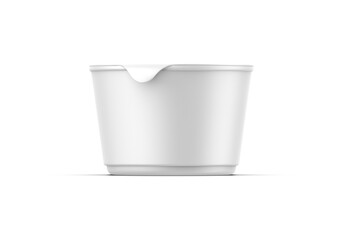 Plastic cup mockup with foil cover for yogurt, cream, dessert or jam. 200 ml packaging mock up template. 3d illustration