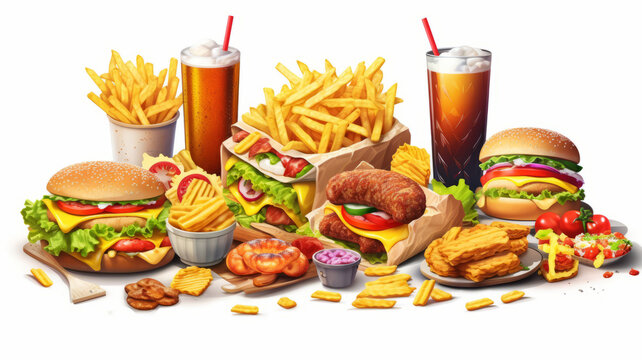 cartoon of Fast food 3d realistic render vector icon set. Pizza, taco, hamburger.