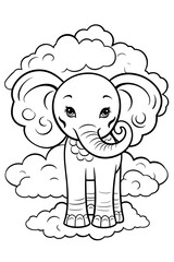 Black and white elephant. Coloring book for children: elephant