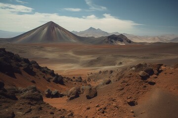 Imaginary barren lands shaped by volcanic activity. Generative AI
