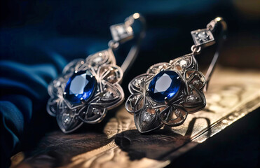 Exquisite Blue Sapphire Diamond Earrings