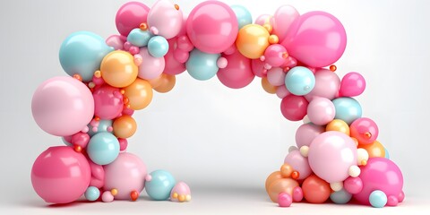 Balloon garland decoration elements. Frame arch for wedding, birthday, baby shower celebration