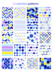 20 seamless patterns. set of geometric patterns