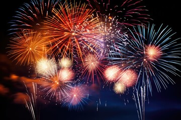 Obraz premium New Year's beautiful fireworks outside at night