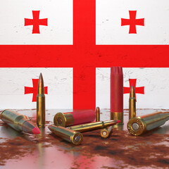 Bullets in front of Georgian flag