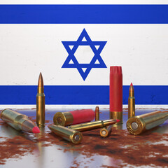 Bullets in front of Israeli flag