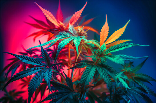 Cannabis Culture: Marijuana Plant on Colorful Background