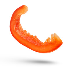 Red paprika slice on a white isolated background. The concept of healthy eating or diet. To be...