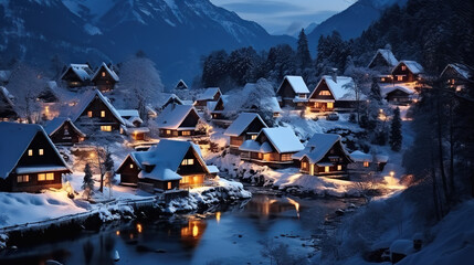 Miniature village in style as asia japan macro photo effect - obrazy, fototapety, plakaty