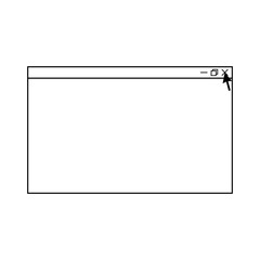 Computer window with cursor on x to close it icon on white background.