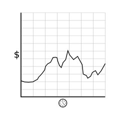 Price market chart-graph black icon isolated on white background.