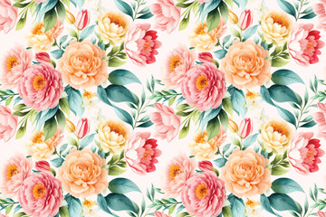 Floral shape watercolor seamless pattern.