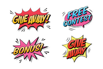 Naklejka premium Giveaway Text Compilation with Comic Style