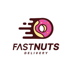 Fast Donuts Logo Design Template Combination Bakery And Speed Symbol 