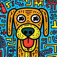 RSmiling Dog Pattern Background Generative AI 